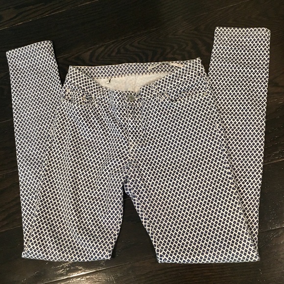 Zara White & Blue Pattern Skinny Jeans - Picture 9 of 14